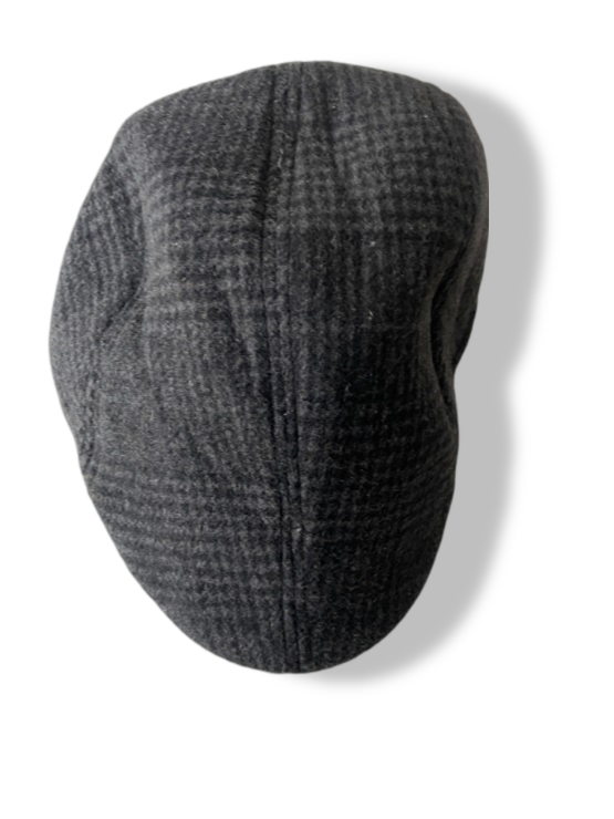 Vintage men's  grey checkered panama tweed cap|SKU 4829|Onesize