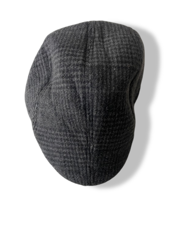 Vintage men's  grey checkered panama tweed cap|SKU 4829|Onesize