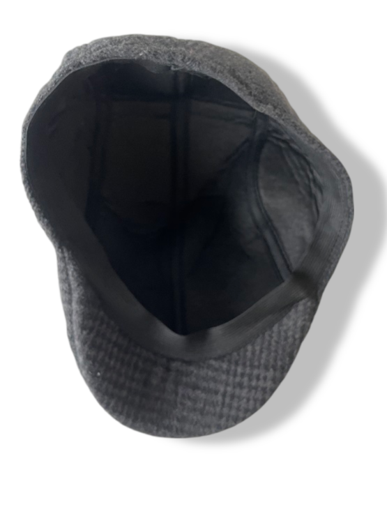 Vintage men's  grey checkered panama tweed cap|SKU 4829|Onesize