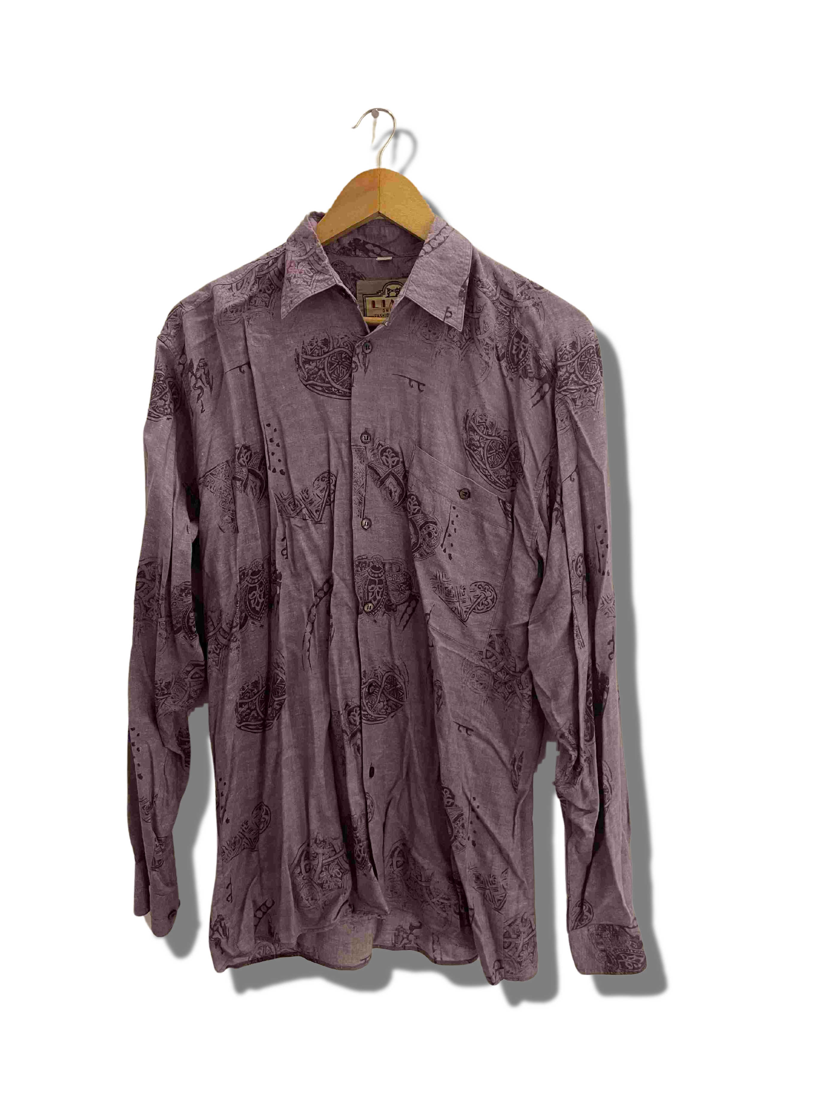 Vintage Limit purple abstract pattern small long sleeve shirt 
