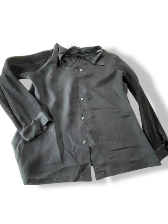 Vintage women's Speak black long sleeve viscose shirt in L| L27 W20|SKU 4831