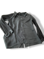 Vintage women's Speak black long sleeve viscose shirt in L| L27 W20|SKU 4831
