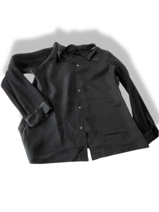 Vintage women's Speak black long sleeve viscose shirt in L| L27 W20|SKU 4831