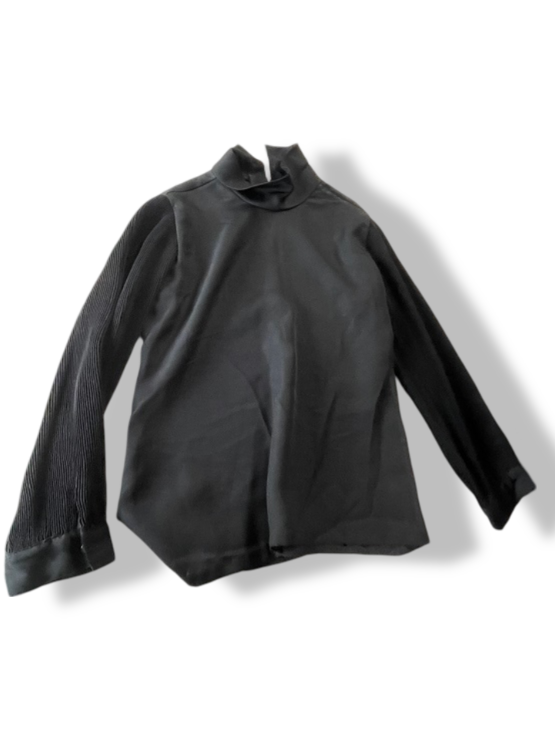 Vintage women's Speak black long sleeve viscose shirt in L| L27 W20|SKU 4831