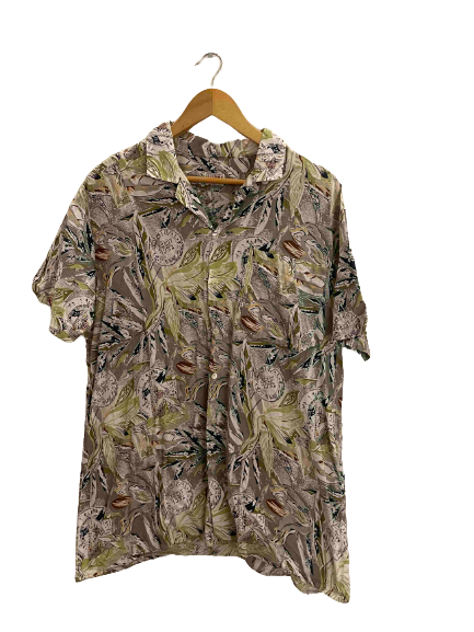Vintage witt weider green abstract pattern medium short sleeve shirt