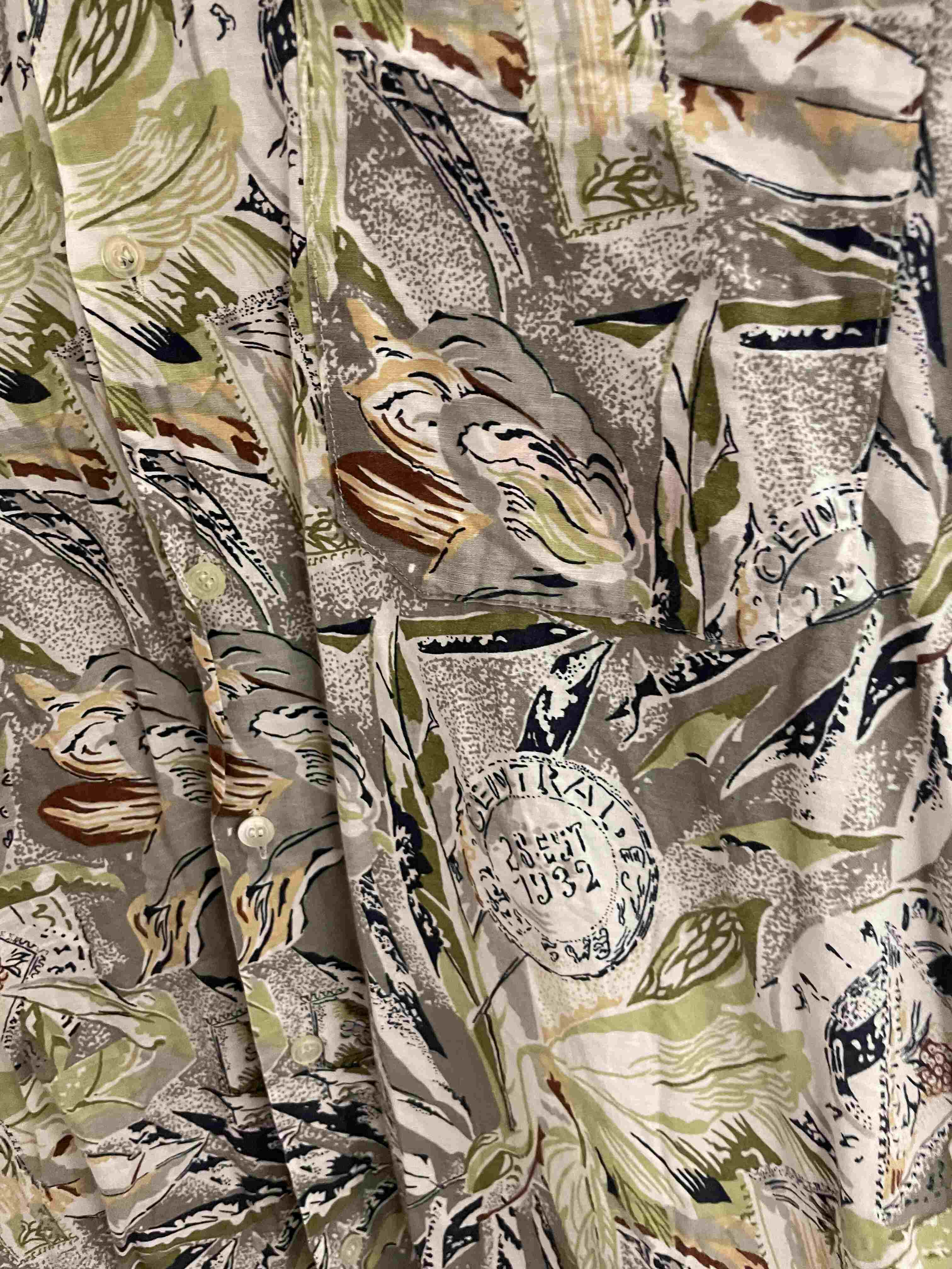 Vintage witt weider green abstract pattern medium short sleeve shirt