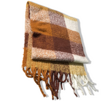 Vintage women cashmere brown checkered scarf|L78 W18|SKU 6332