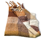 Vintage women cashmere brown checkered scarf|L78 W18|SKU 6332