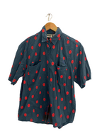 Vintage blue ilio red dotted spot short sleeve shirt size M