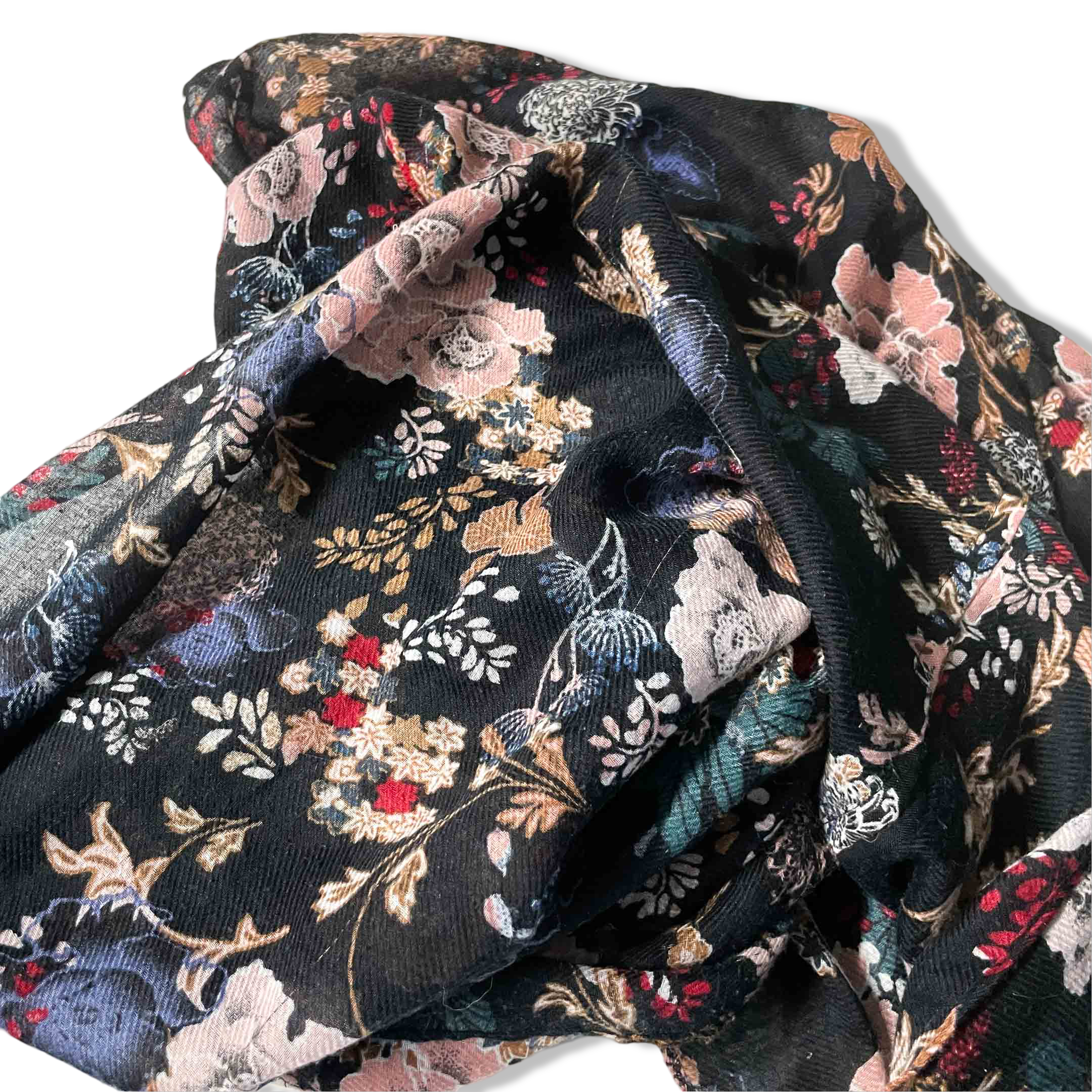 Vintage women H&M black multi floral print scarf|L34 W28|SKU 6333