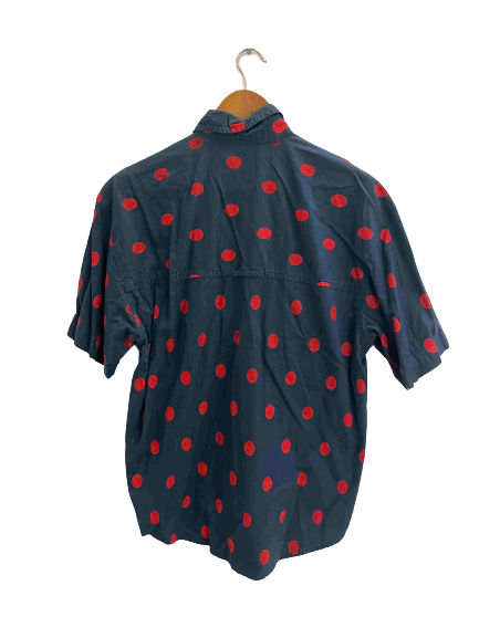 Vintage blue ilio red dotted spot short sleeve shirt size M