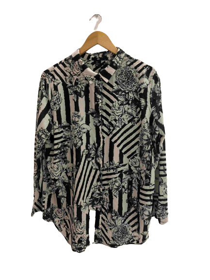Vintage H&M black and white floral pattern medium women shirt