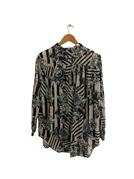 Vintage H&M black and white floral pattern medium women shirt
