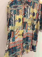 Vintage greenfield multi festive abstract pattern short sleeve medium shirt
