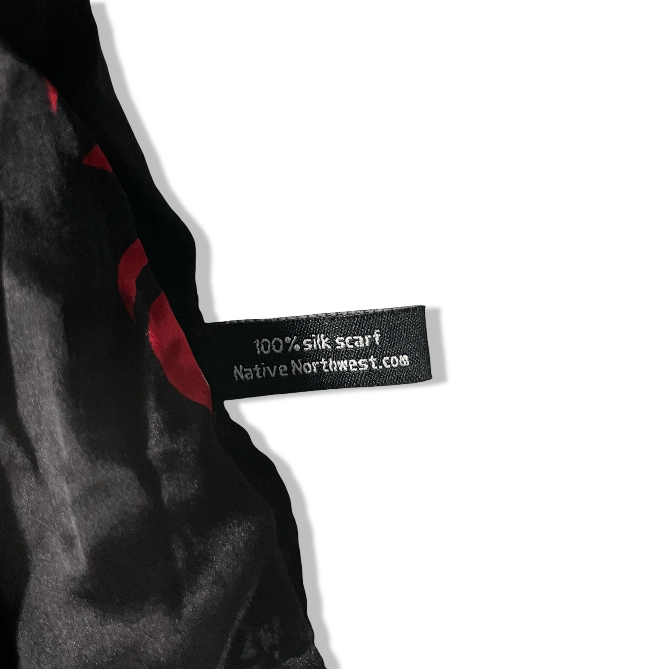 Vintage women Northwest black & red pattern silk scarf|L45 W12|SKU 6338