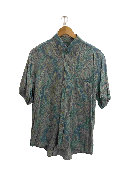 Vintage coupdeciea blue abstract pattern mens shirt size XL