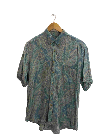 Vintage coupdeciea blue abstract pattern mens shirt size XL
