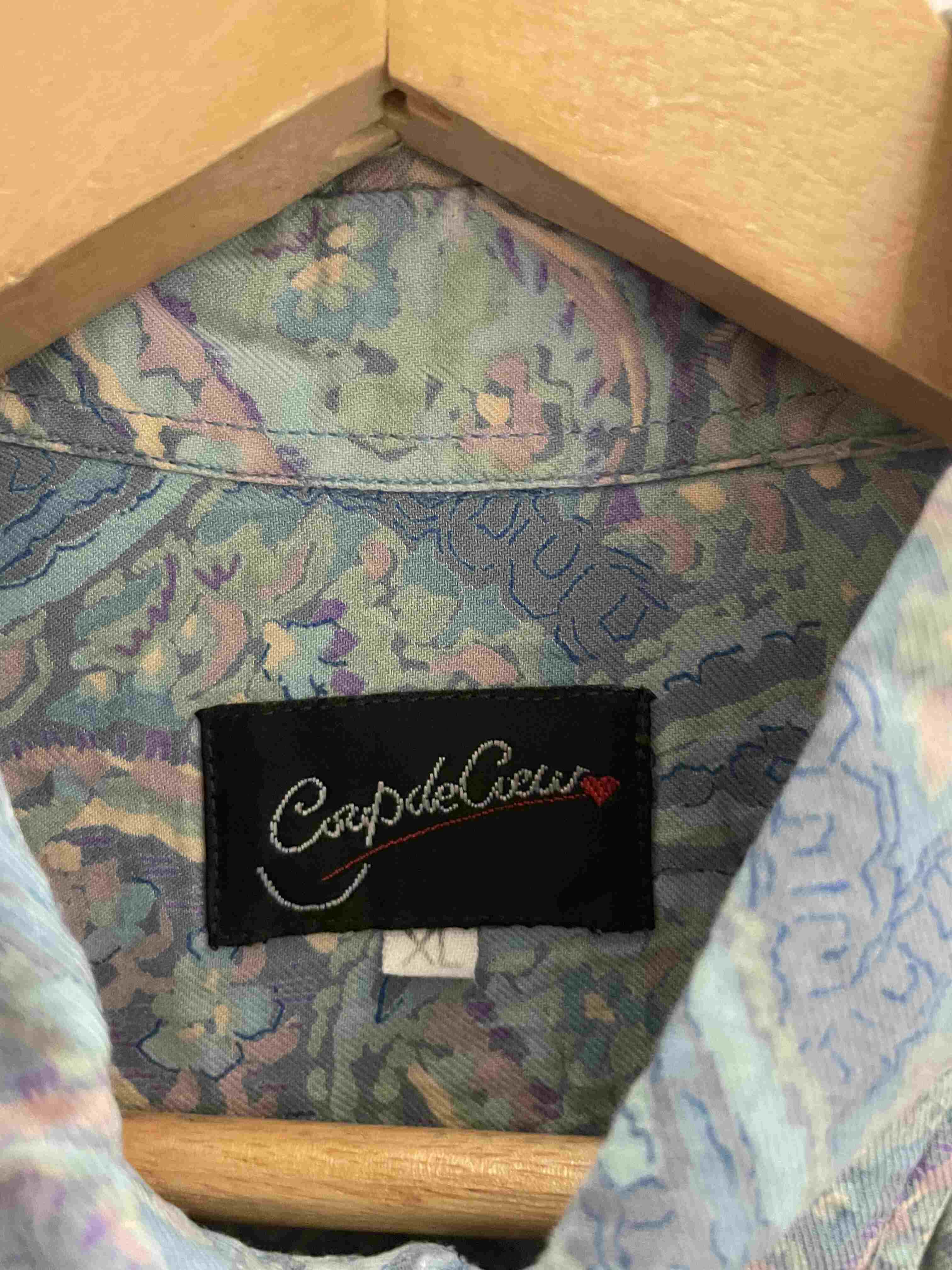 Vintage coupdeciea blue abstract pattern mens shirt size XL