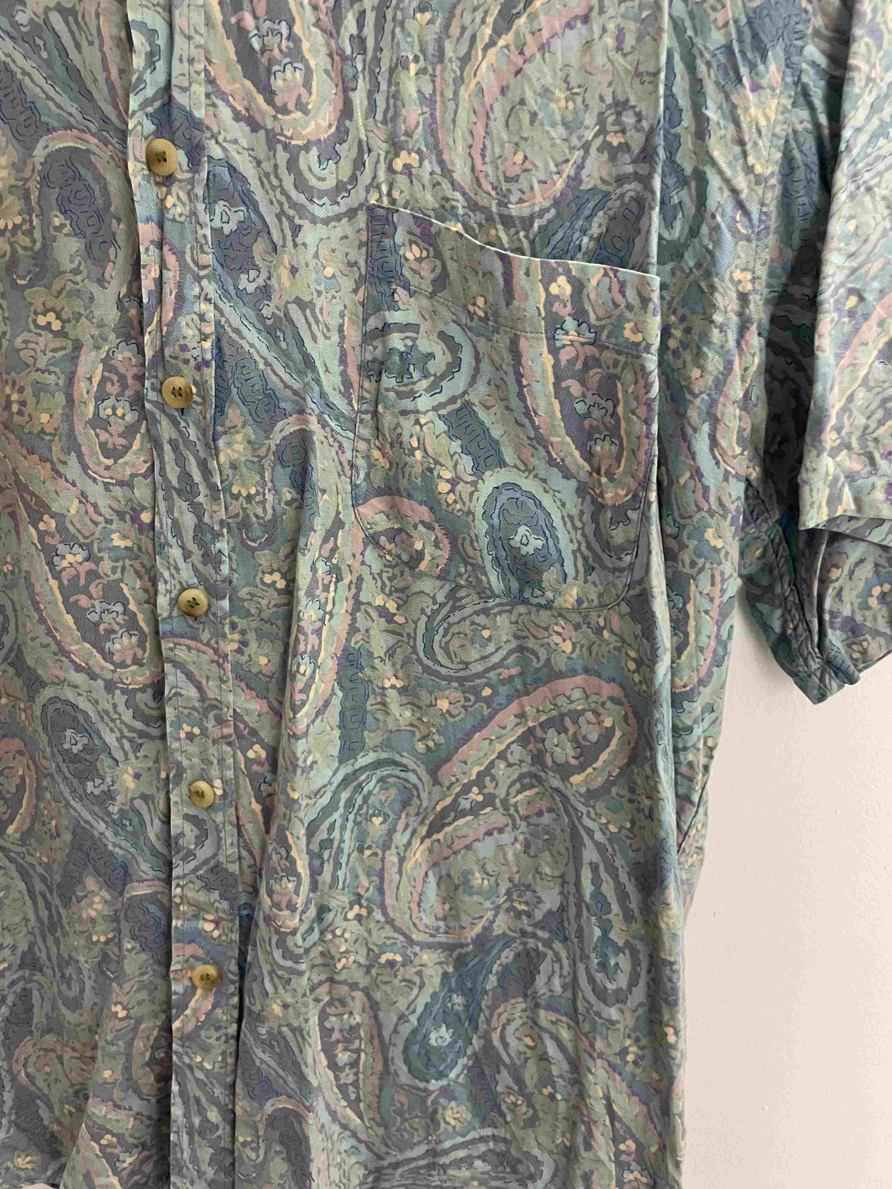 Vintage coupdeciea blue abstract pattern mens shirt size XL
