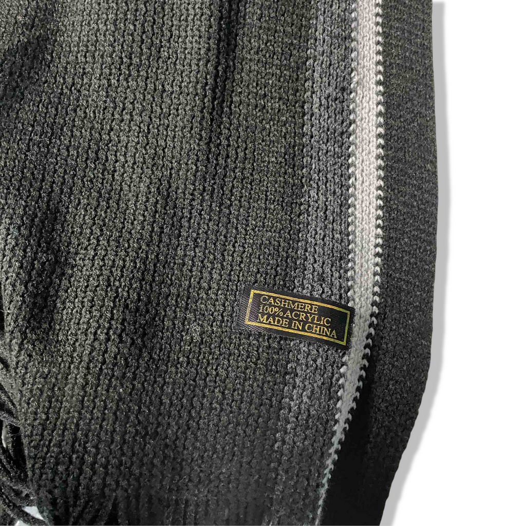 Vintage women grey cashmere arcylic rectangular scarf|L70 W9|SKU 6339