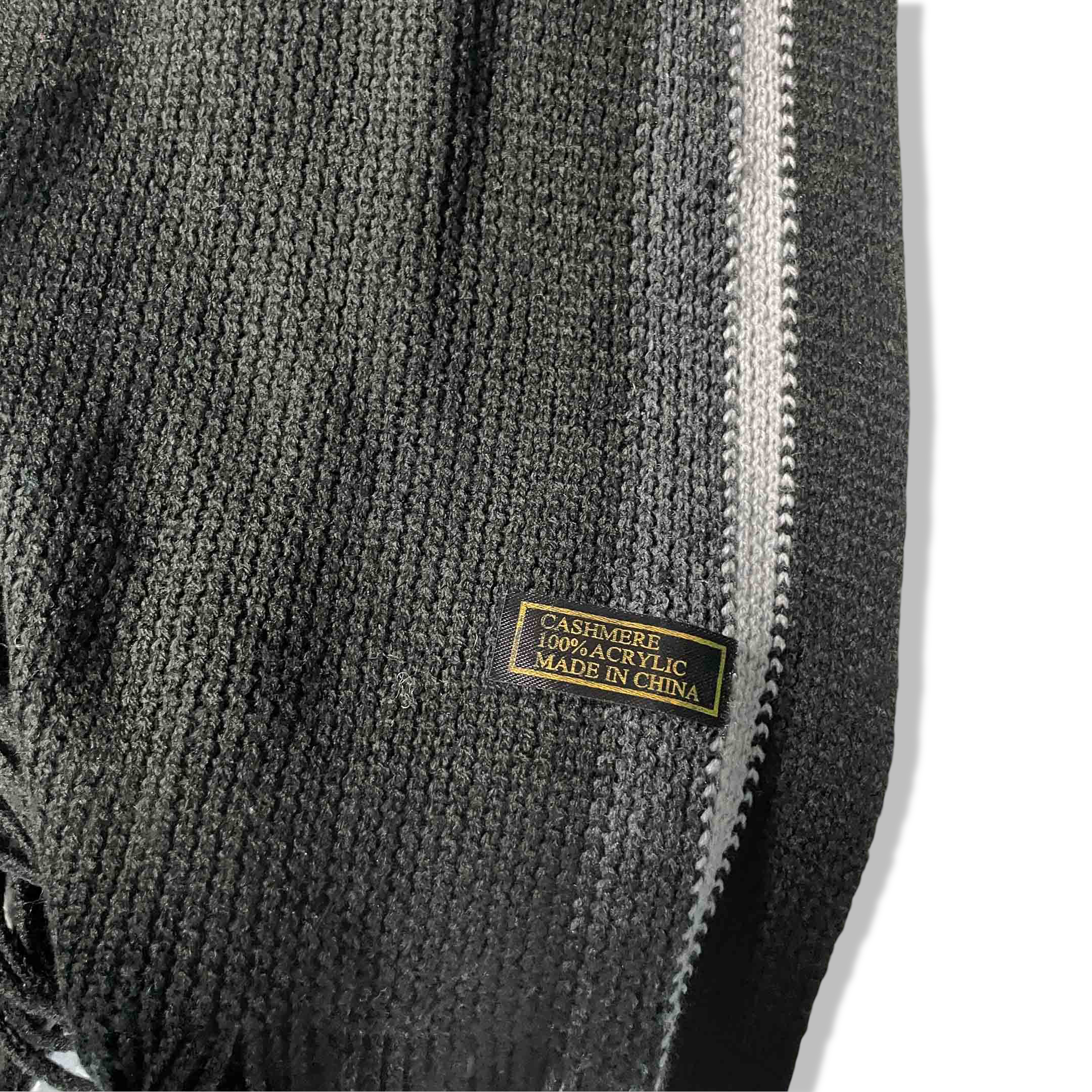 Vintage women grey cashmere arcylic rectangular scarf|L70 W9|SKU 6339