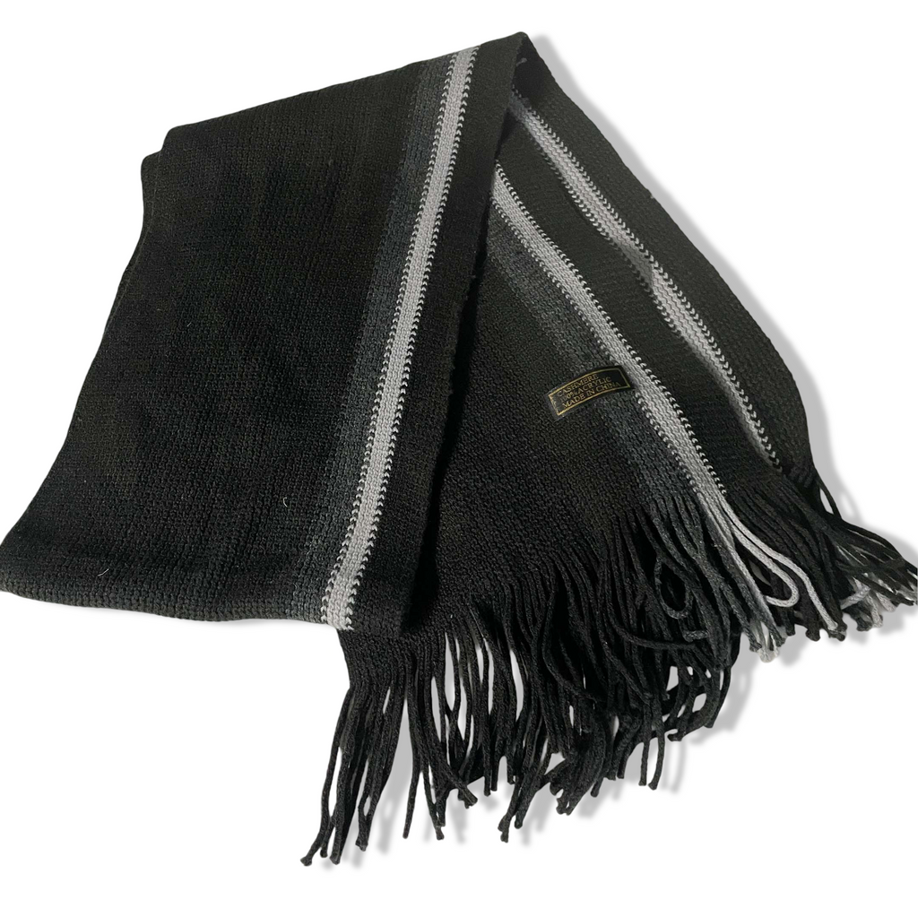 Vintage women grey cashmere arcylic rectangular scarf|L70 W9|SKU 6339
