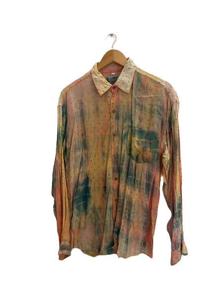 Vintage globe trotter peach long sleeve shirt size M