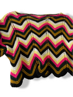 Vintage women's Zara crochet multi ziz-zag long sleeve crop top in S|L16 W17|SKU 4837