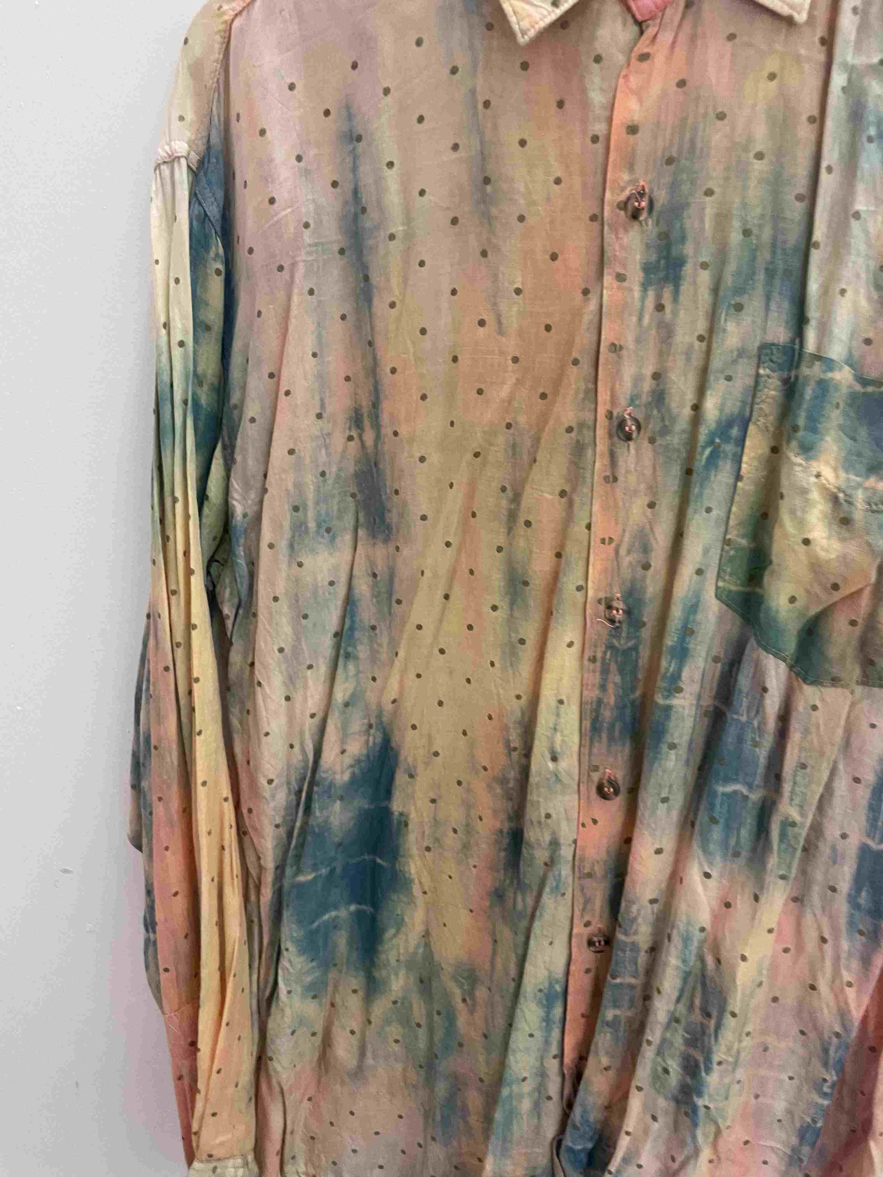 Vintage globe trotter peach long sleeve shirt size M