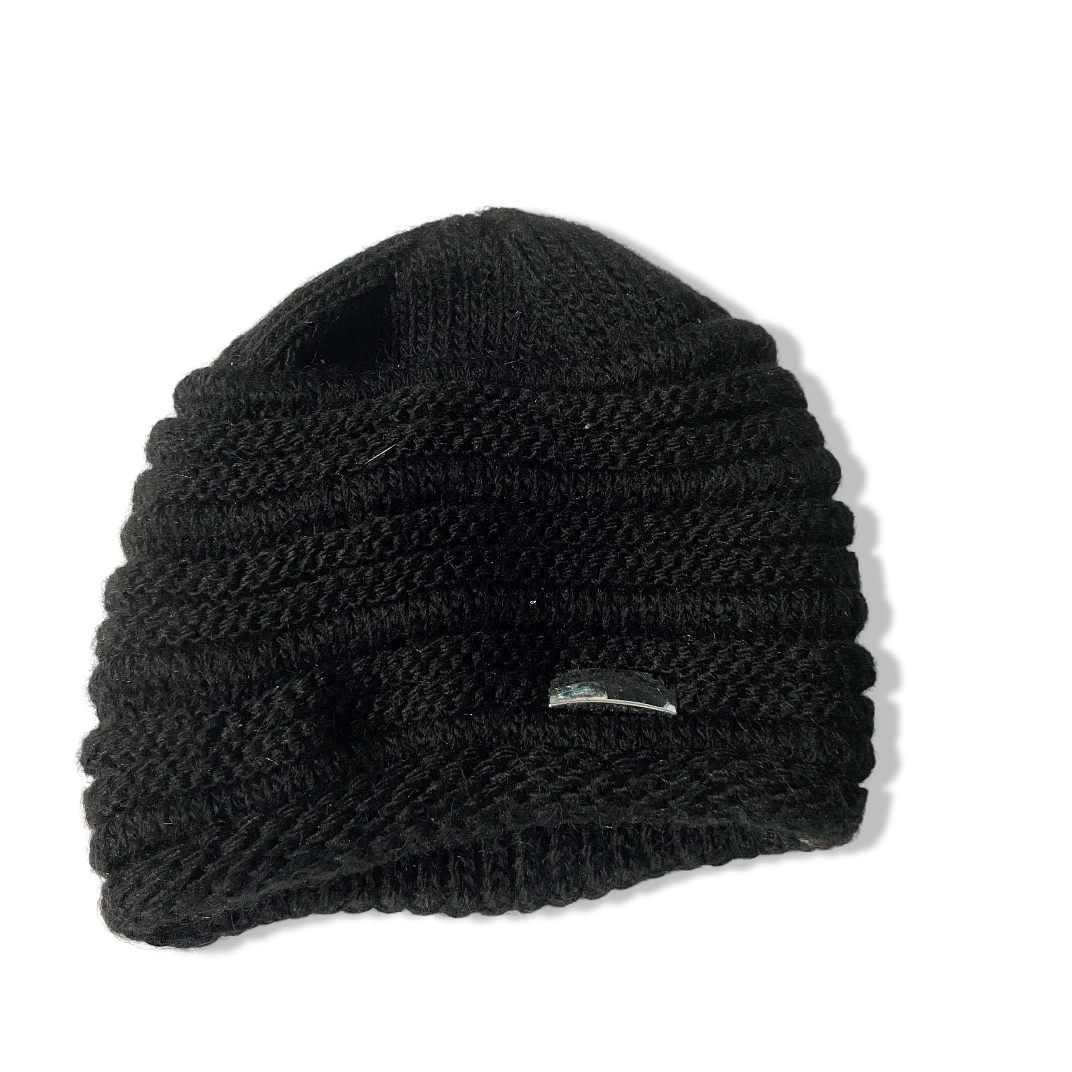 Vintage women black knitted beanie hat|SKU 6341