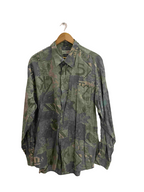 Vintage Angelo Fitrico blue patterned viscose long sleeve shirt size XXL