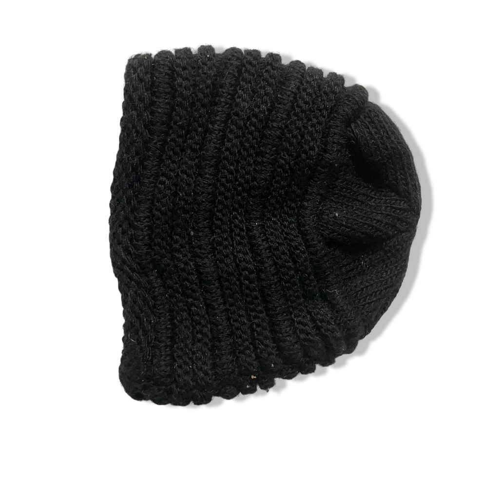 Vintage women black knitted beanie hat|SKU 6341