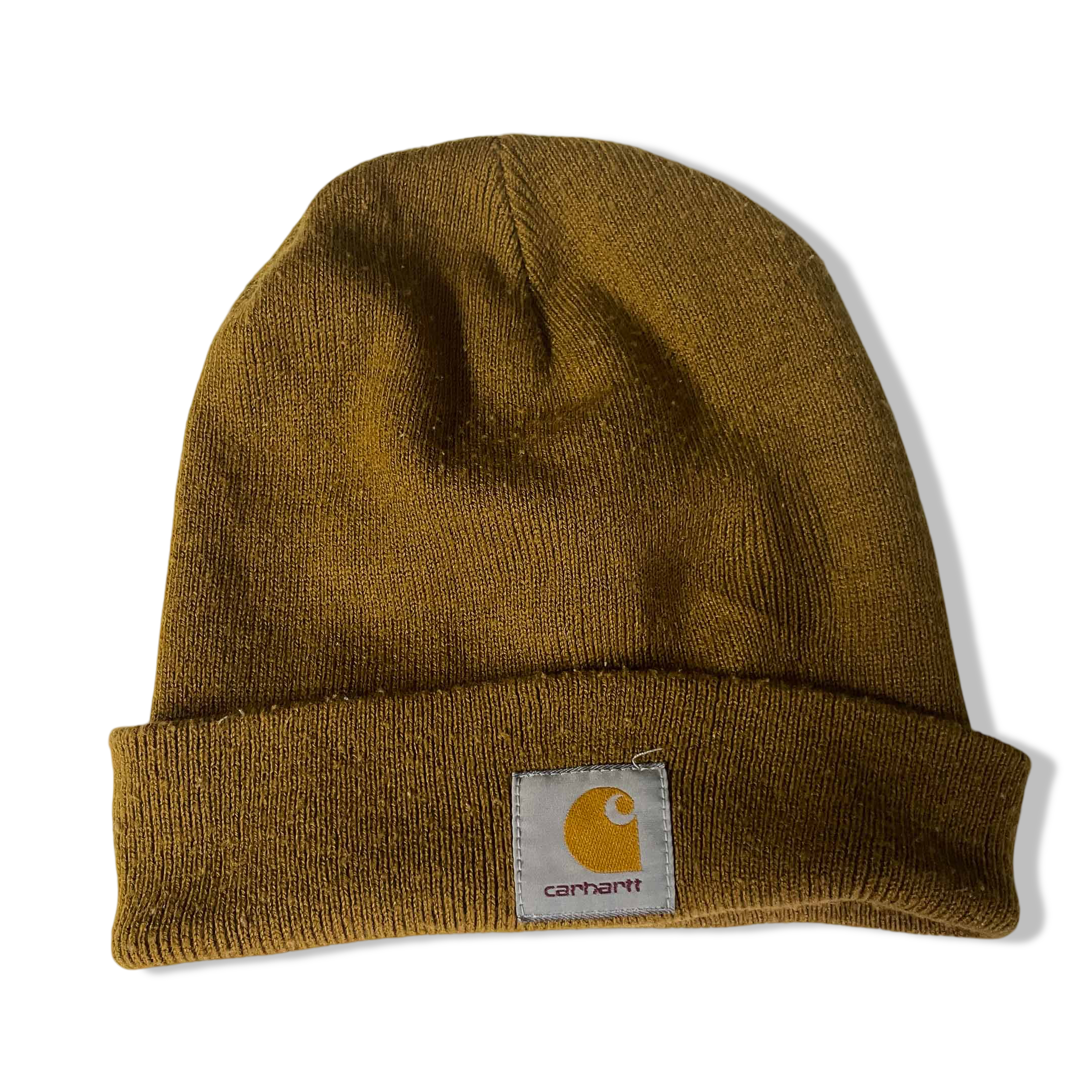 Vintage brown cotton winter unisex Carhartt logo print beanie| SKU 6343