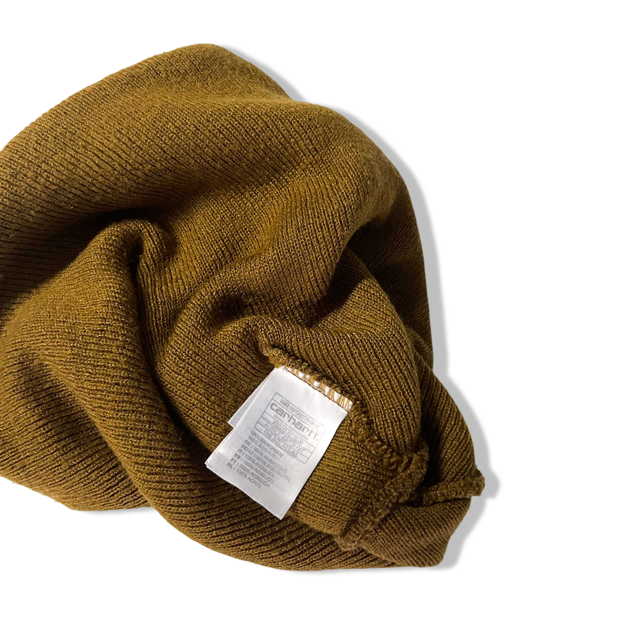 Vintage brown cotton winter unisex Carhartt logo print beanie| SKU 6343
