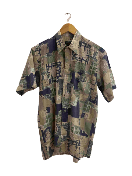 Vintage Class abtract pattern mens short sleeve multi shirt