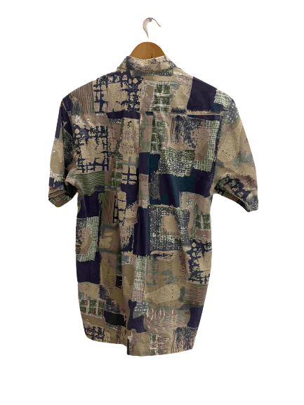 Vintage Class abtract pattern mens short sleeve multi shirt