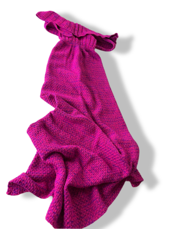 Vintage women's purple off-shoulder knitted midi dress in M|L54 W9|SKU 4840
