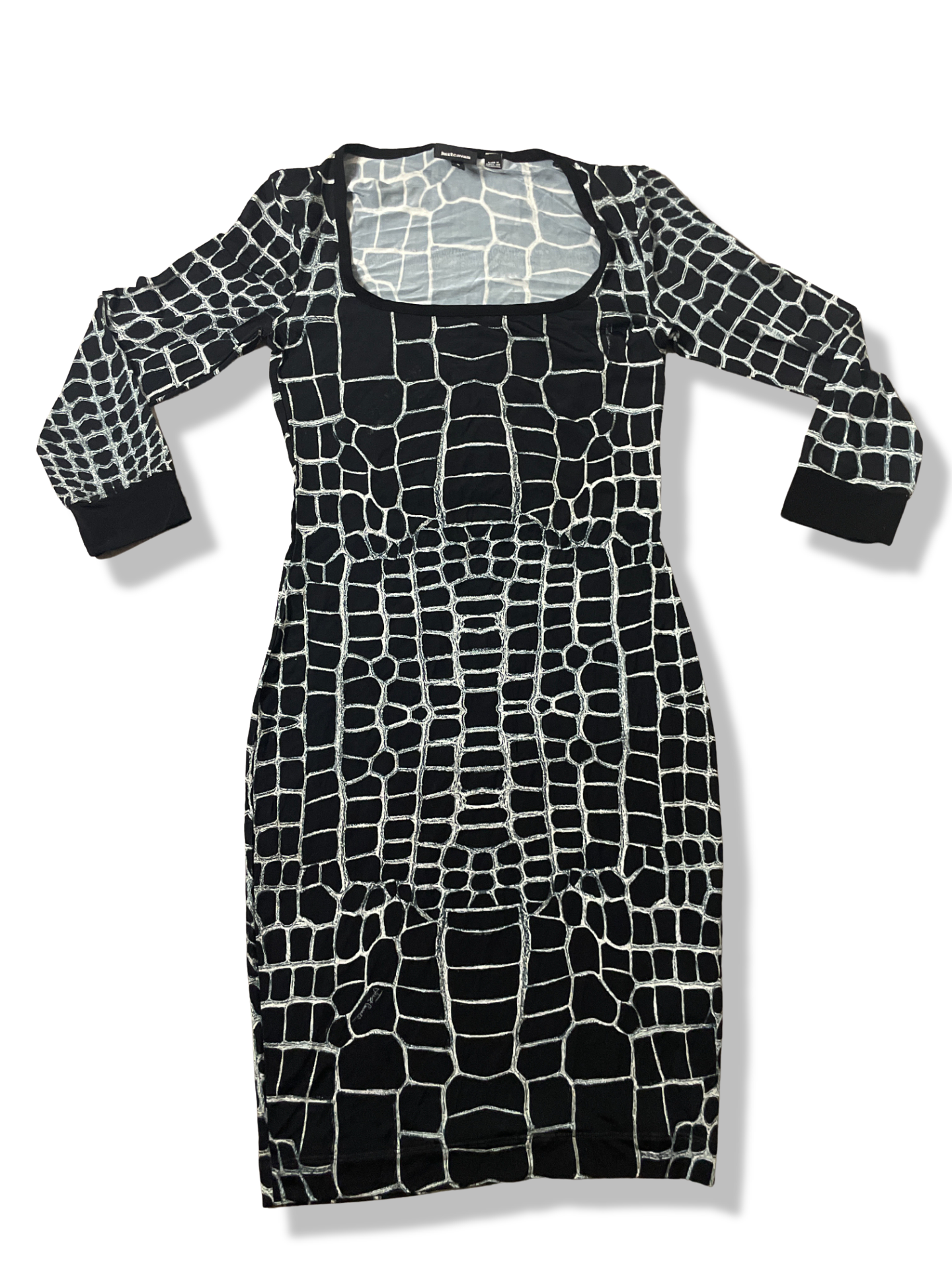 Rachels Closet Vintage y2k Justcavalli geometry black and white pattern sequin dress size S
