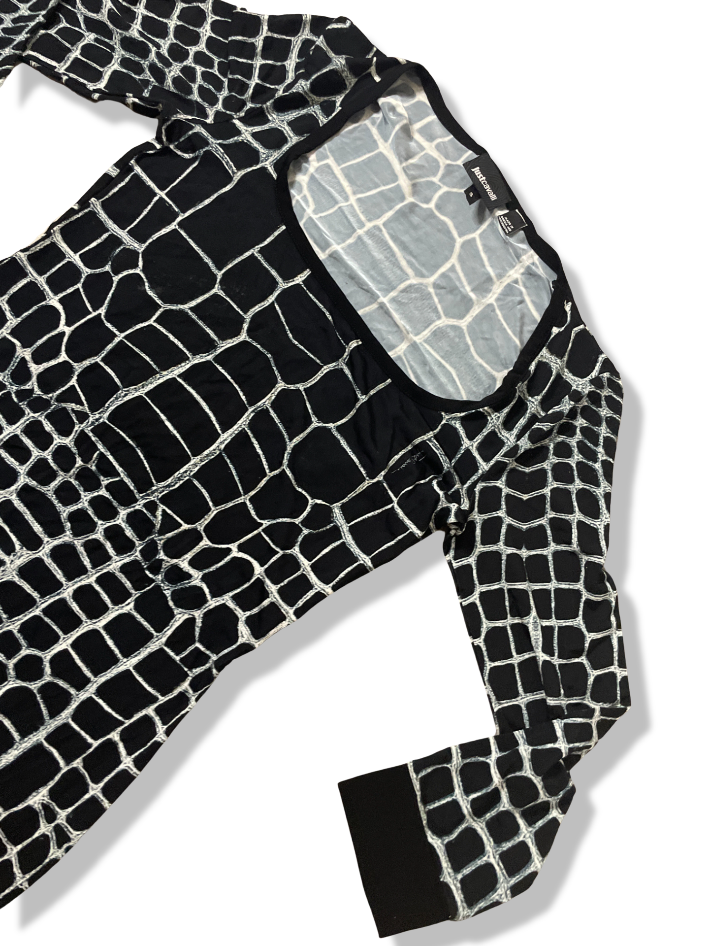 Rachels Closet Vintage y2k Justcavalli geometry black and white pattern sequin dress size S