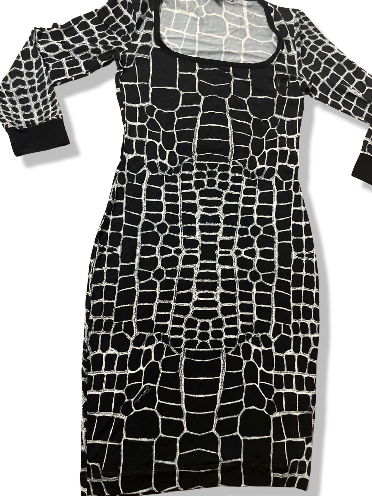 Rachels Closet Vintage y2k Justcavalli geometry black and white pattern sequin dress size S