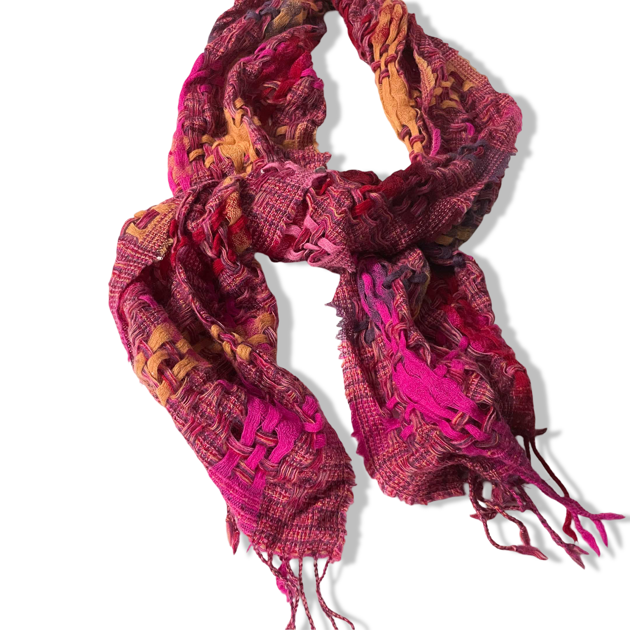 Vintage Suantrai Ireland pink knitted scarf|L80 W12|SKU 6345