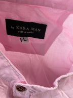 Vintage men's Zara pink short sleeve regular fit shirt in L| L29 W21|SKU 4841