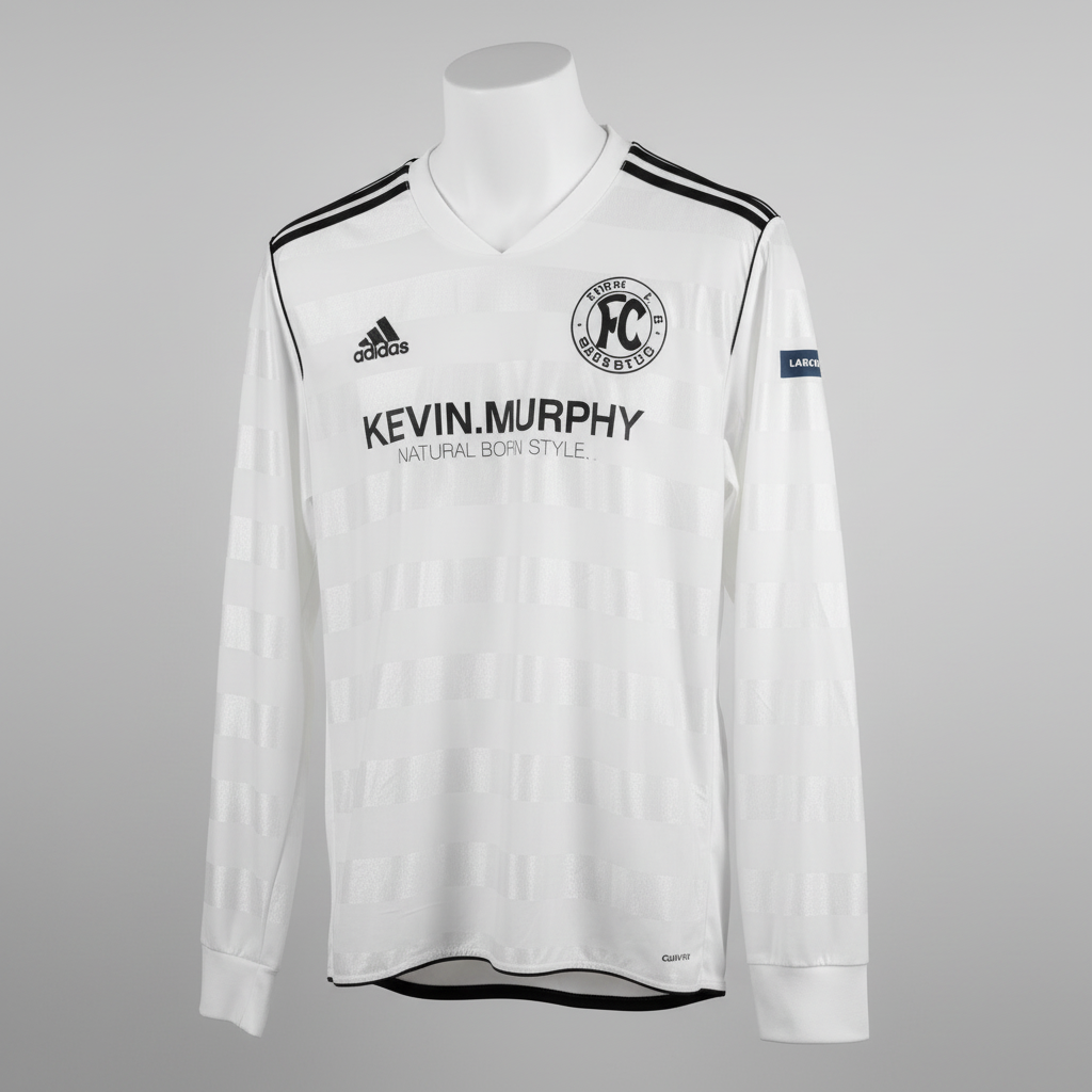 Vintage men long-sleeve soccer Home white jersey Adidas FC Straberg in M