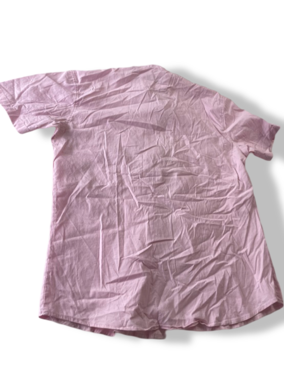Vintage men's Zara pink short sleeve regular fit shirt in L| L29 W21|SKU 4841