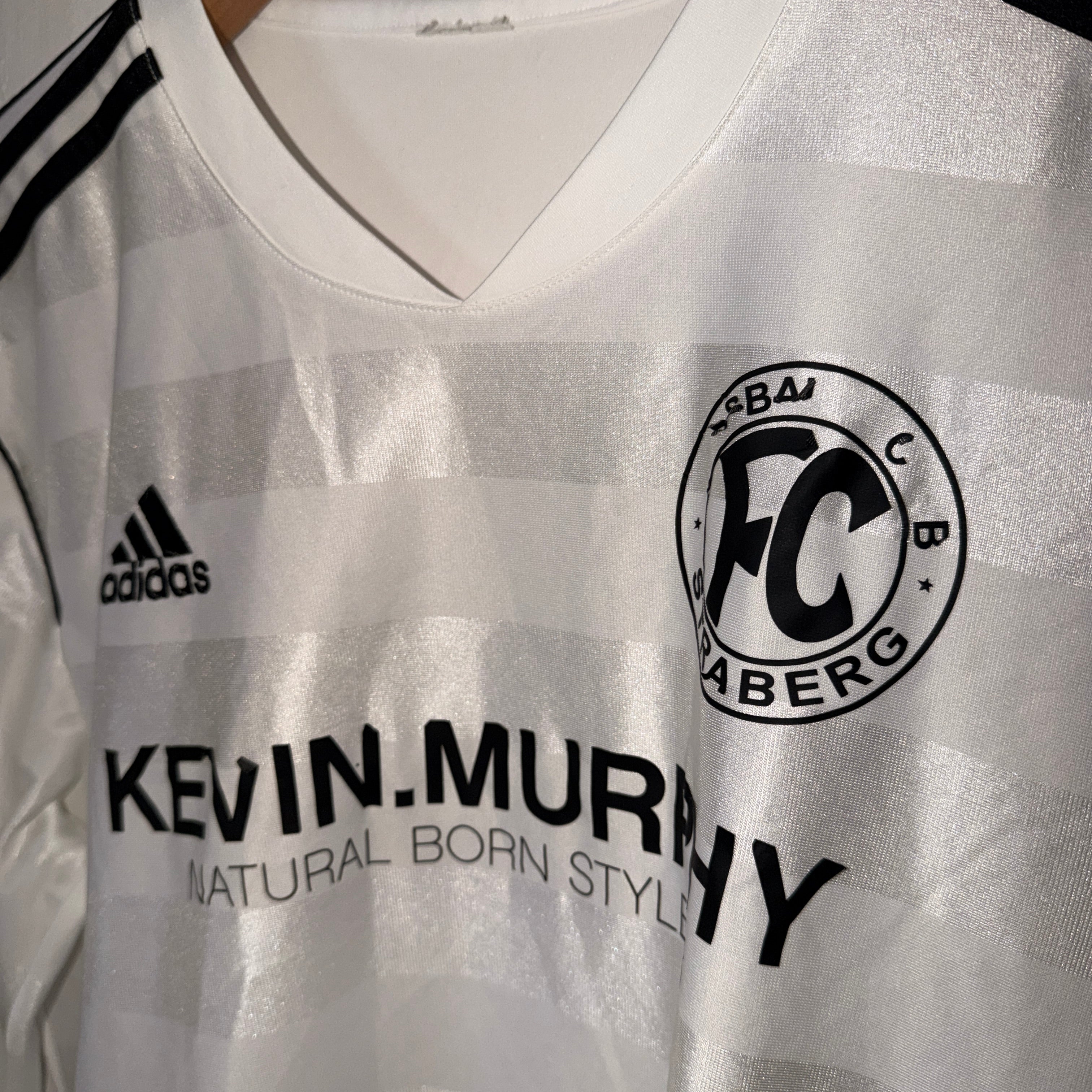 Vintage long-sleeve soccer jersey Adidas FC Straberg home shirt