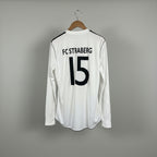 Vintage men long-sleeve soccer Home white jersey Adidas FC Straberg in M