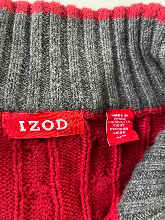 Vintage IZOD Men's Red 1/4 Zip Solid Cable knit Sweater in L| L31 W23|SKU 4842