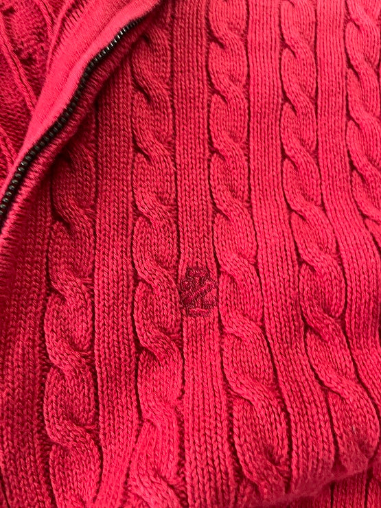 Vintage IZOD Men's Red 1/4 Zip Solid Cable knit Sweater in L| L31 W23|SKU 4842