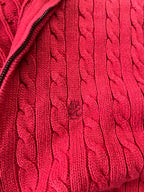 Vintage IZOD Men's Red 1/4 Zip Solid Cable knit Sweater in L| L31 W23|SKU 4842