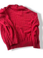 Vintage IZOD Men's Red 1/4 Zip Solid Cable knit Sweater in L| L31 W23|SKU 4842